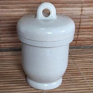 Vintage Off White Porcelain Egg Coddler Covered Egg Cup